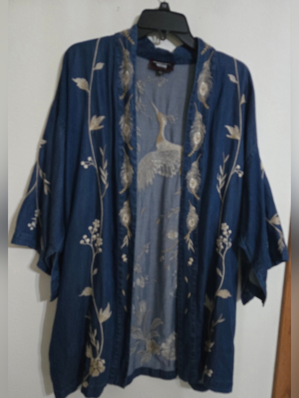 Johnny Was Navy Blue Embroidered Kimono